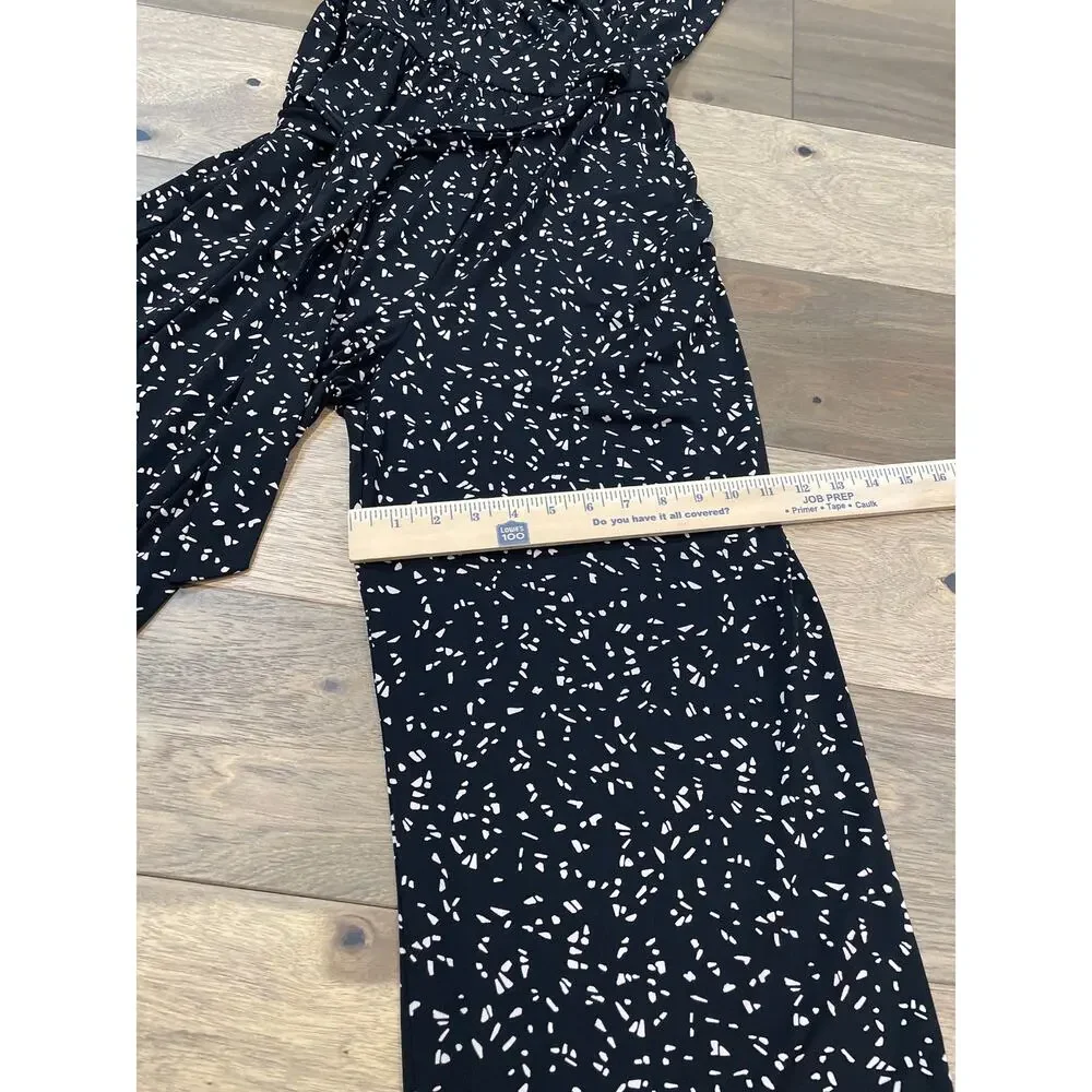 Kaileigh Size M Black Jumpsuit V‑Neck Adjustable Straps Tie Waist Wide Leg